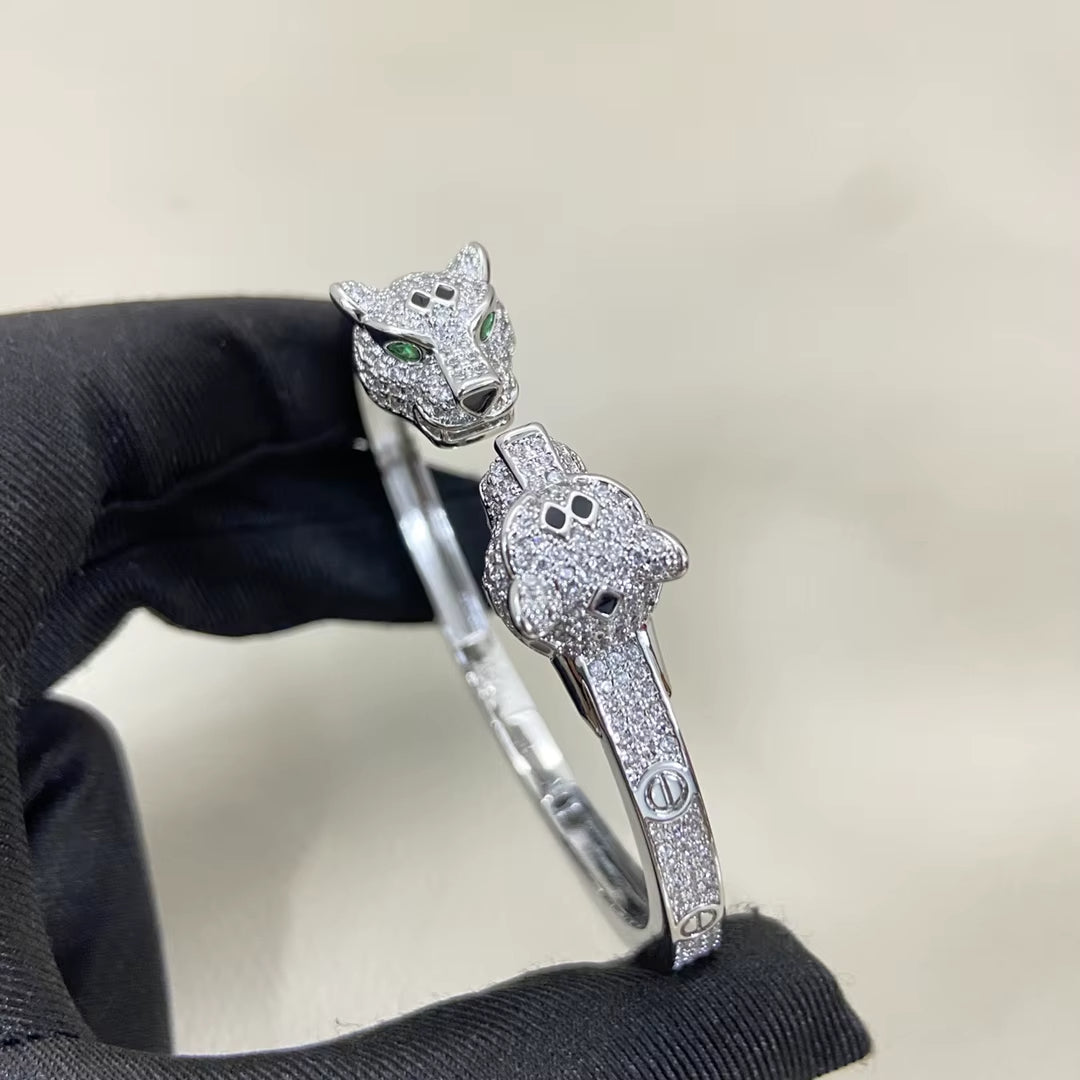 Panther Crystal Open Bangle